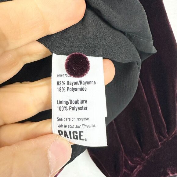 Paige Tamar Velvet Top Size Medium Dark Rouge Choker Mock Neck Keyhole Cutout - Picture 9 of 9